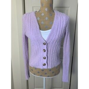 Major Label Group Womens Button Up Y2K Fuzzy Crop Cardigan Cyber 90s Fairy Cozy